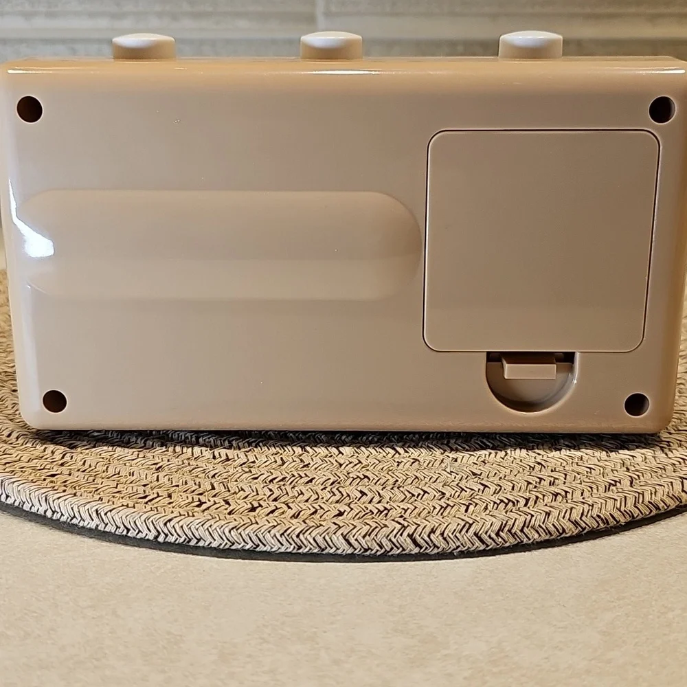 Retro Alarm Clock With Flip Date Display Calendar In Tan Color